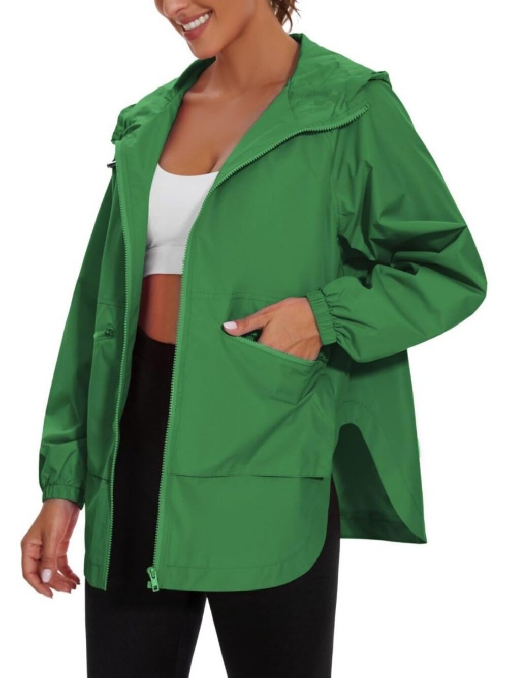 Lightweight Waterproof Raincoat - Hooded Windbreaker Trench Jacket with Pockets
